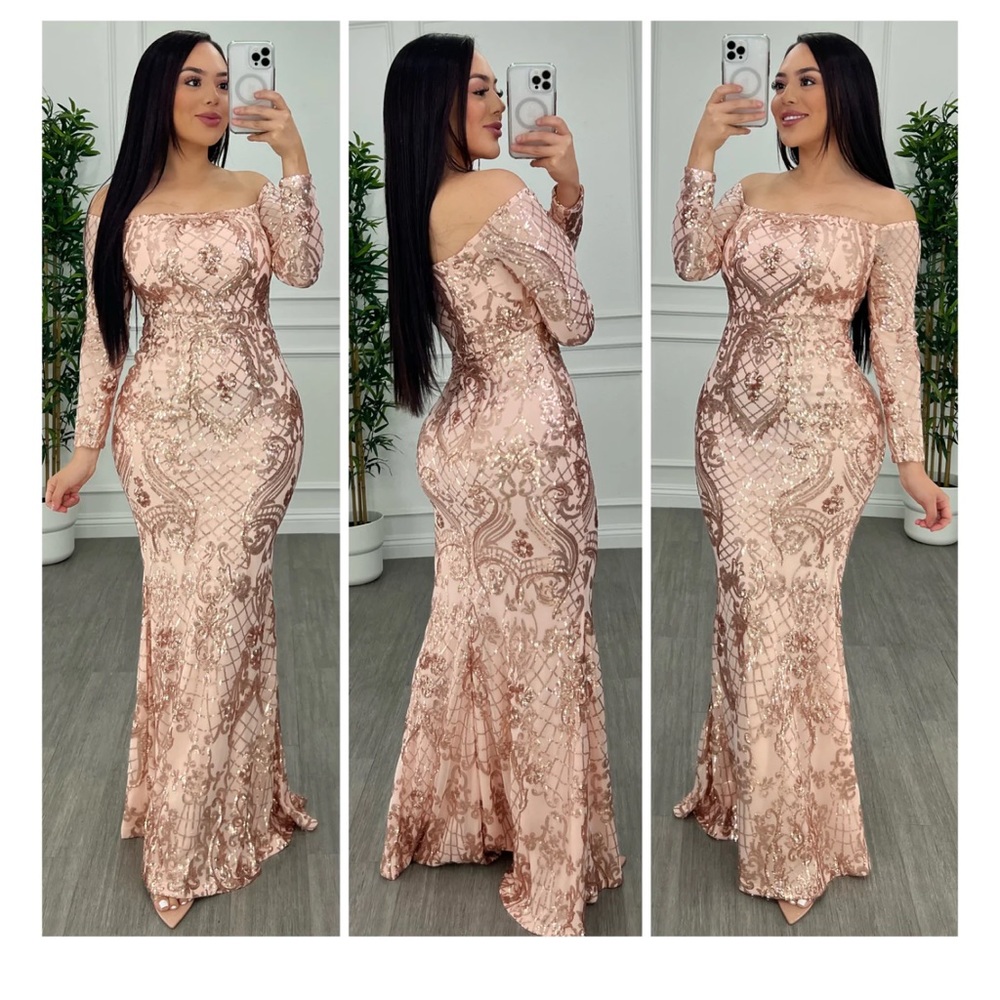 Elegant Sequin Long Sleeve Dress